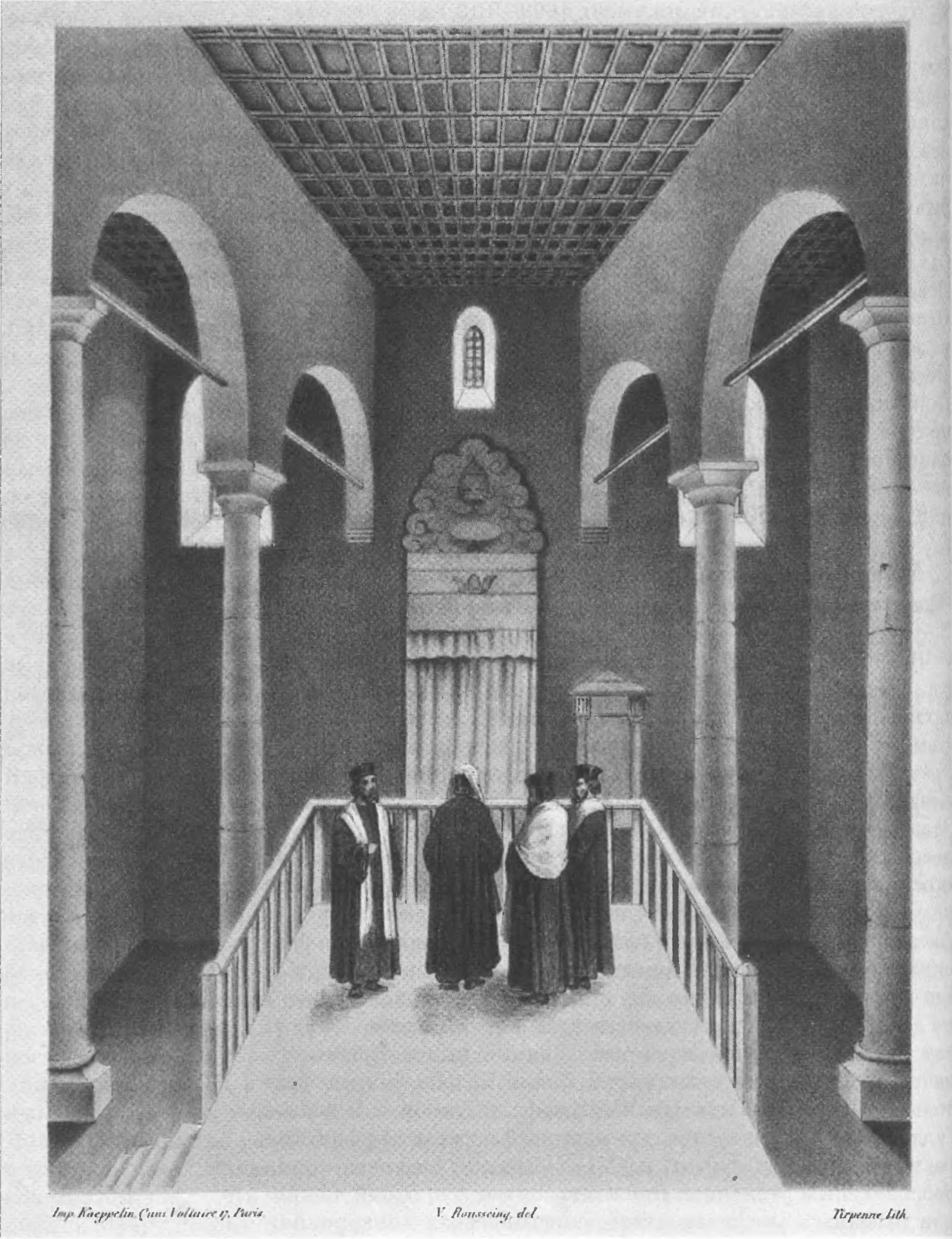 Интерьер каффинской синагоги 1309 года (из альбома Э. де Вильнёва)