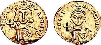 Монеты с изображением Льва Исавра и Константина Копронима