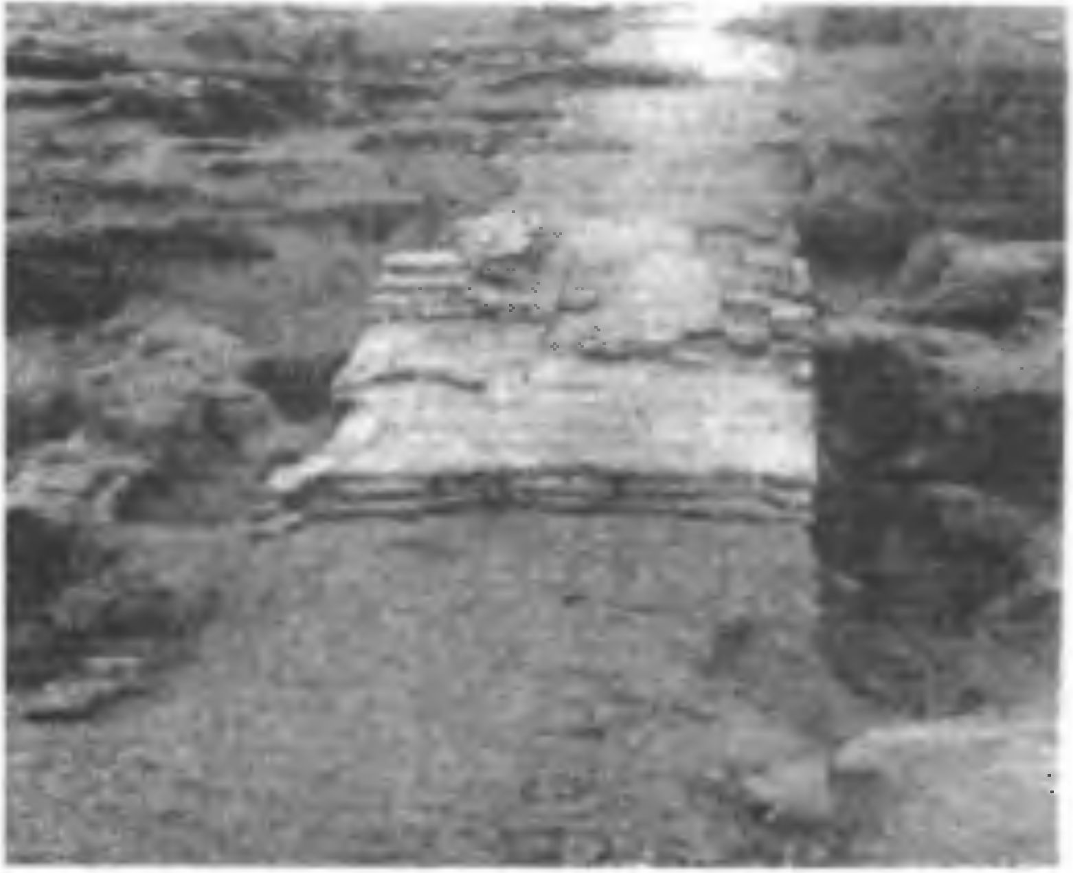 Рис. 61. Отпечатки кирпичей на материке от стен крепости, разобранных до основания