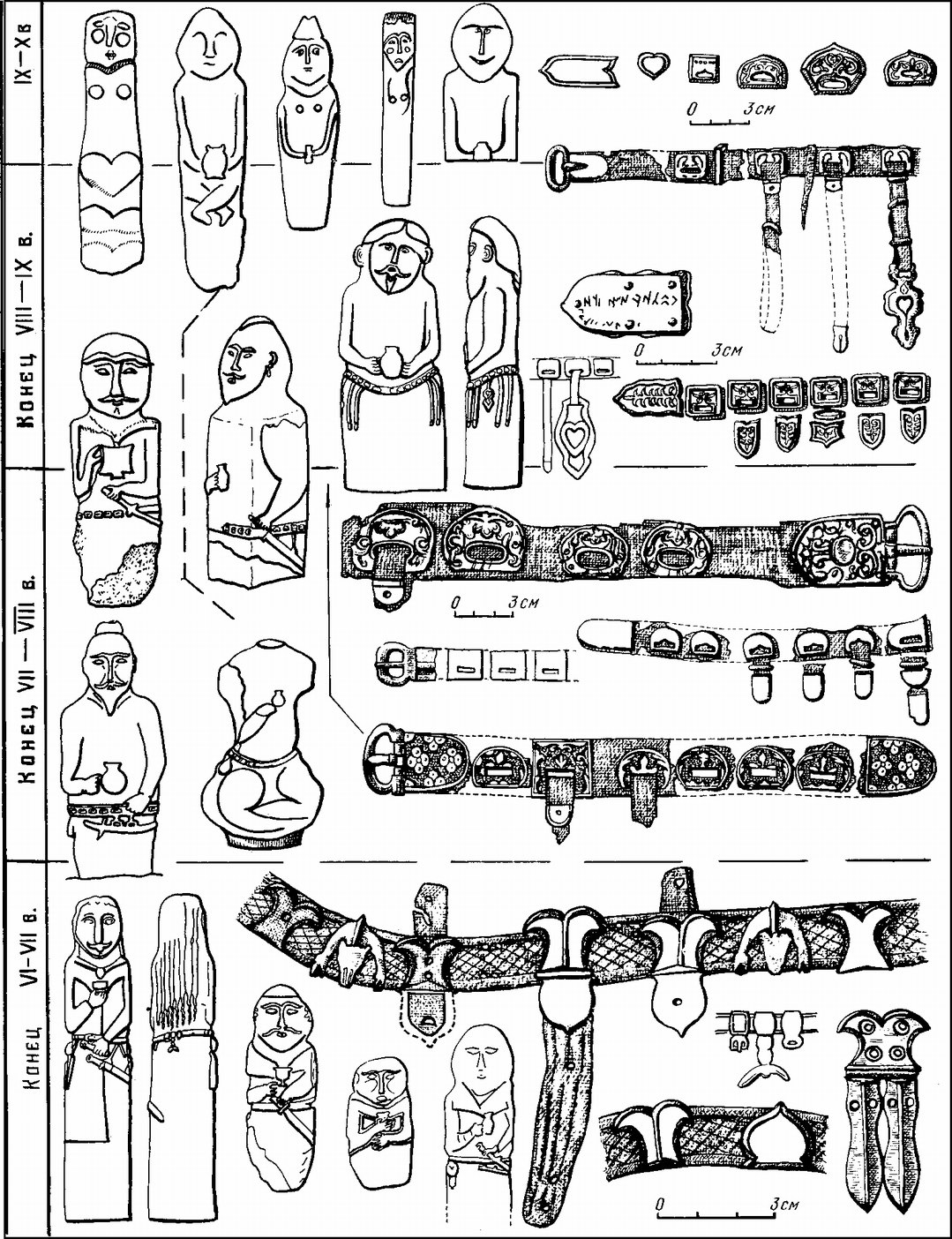Каменные изваяния и поясные наборы тюрков VI—X вв. (Степи Евразии. С. 128)