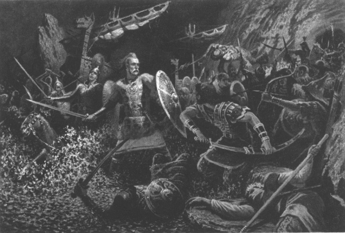 Илл. 1. Святослав в битве (художник Б. Ольшанский)