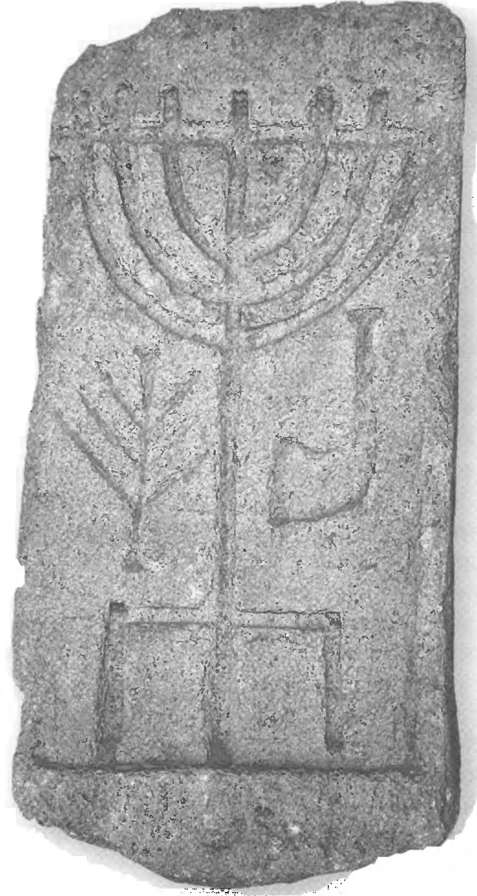 Надгробие из Керчи с изображением меноры, лулава и шофара