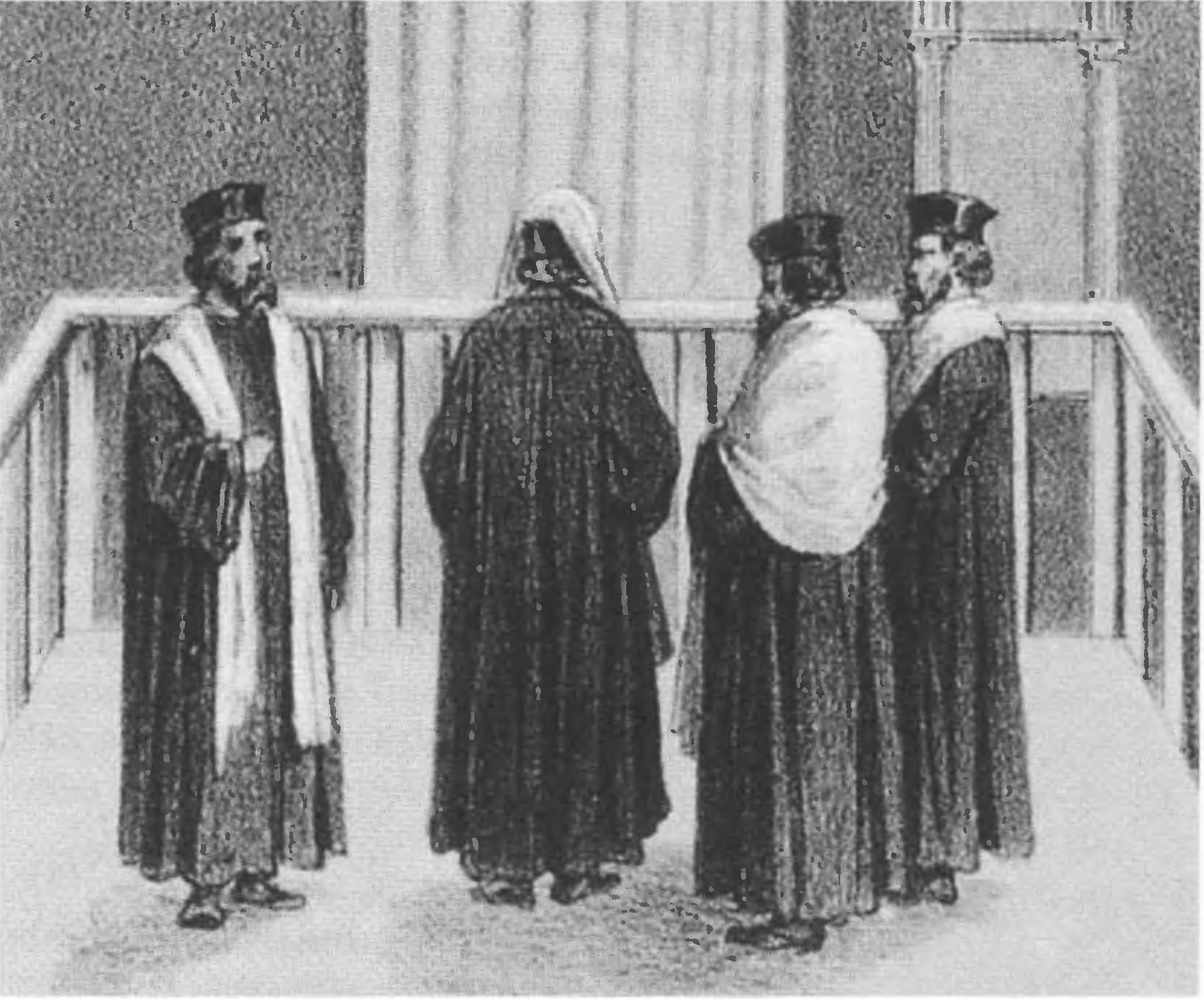 Евреи в талитах во время молитвы (из альбома Э. де Вильнёва)
