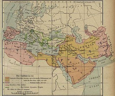 На карте из Исторического Атласа Вильяма Шепхерда наглядно видно, что Халифат и Византия имели общую сухопутную границу.