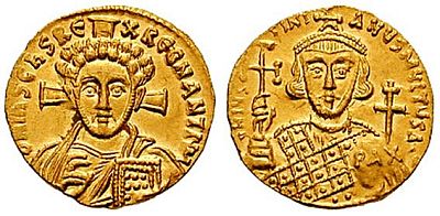Монета с изображением императора Юстиниана