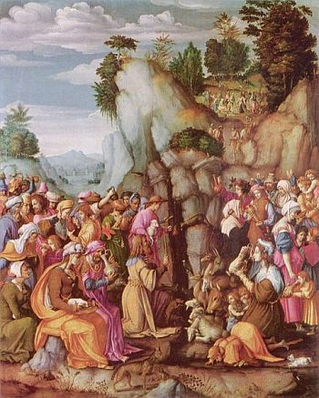 Моисей иссекает воду из скалы (Франческо Басчакка, XVI в.)