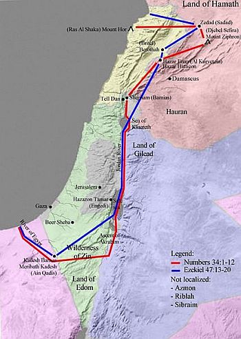 Карта Израильской земли, составленная на основе библейских текстов