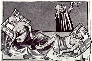 Иллюстрация Черной смерти в Тоггенбургской Библии (1411 г.)